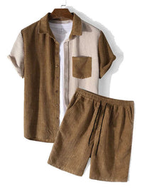 Men's Full Size Contrast Shots Sleeve Shirt and Shorts Set Plus Size 100400374905670 45 Affordable Fashion Under $100 Jerry's Apparel 