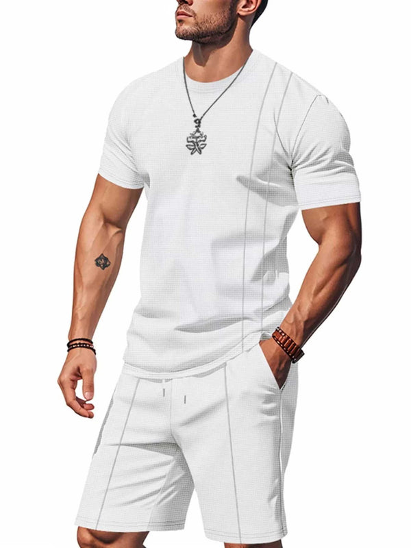Men's Full Size Casual Striped Short Sleeve T-Shirt and Shorts Set Plus Size 100400924014862 31 Affordable Fashion Under $100 Jerry's Apparel 