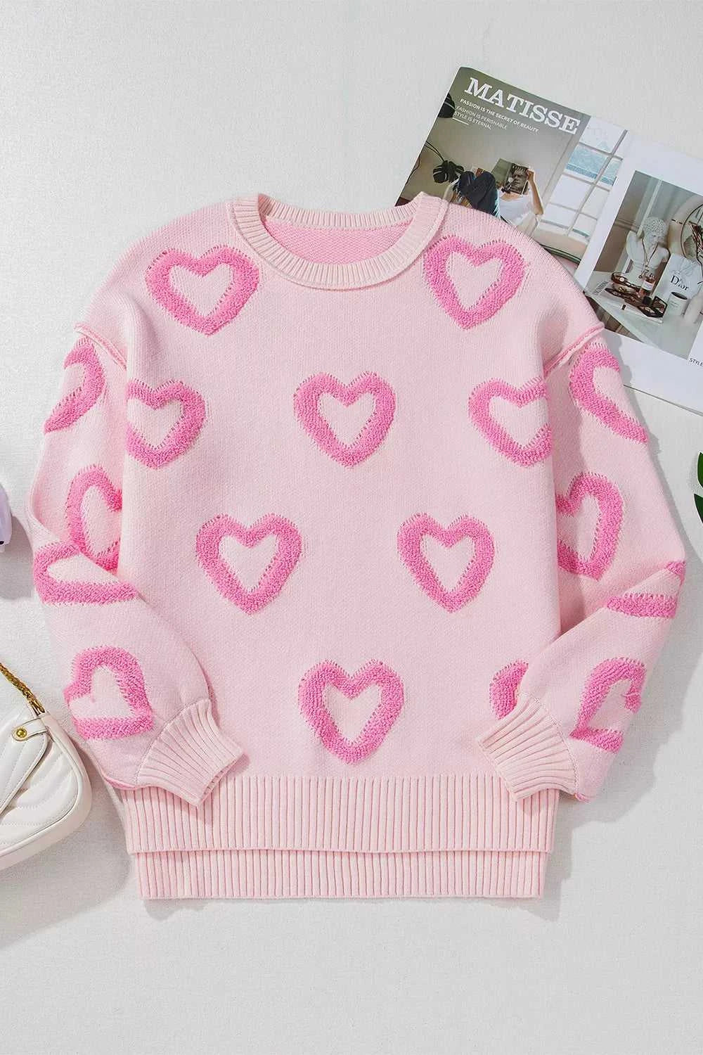 Heart Shape Bubble Sleeve Baggy Sweater 100100868213065 63 Affordable Fashion Under $100 Jerry's Apparel 