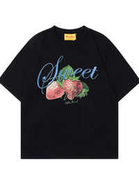 Men's Sweet Strawberry Graphic Oversized T-Shirt