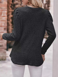 Ribbed Knit Puff Sleeve T-Shirt 100100962471478 28 Affordable Fashion Under $100 Jerry's Apparel 