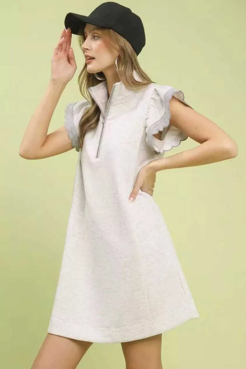 Umgee Zip-Neck Flutter Sleeve Dress 100100398431376 62 Affordable Fashion Under $100 Jerry's Apparel 