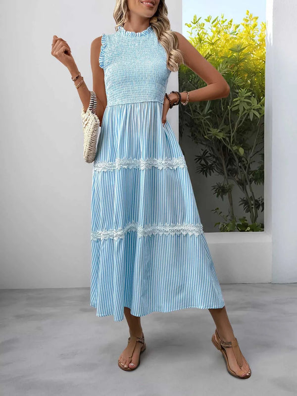 Striped Smocked Sleeveless Tiered Midi Dress 100100055203961 49 Affordable Fashion Under $100 Jerry's Apparel 