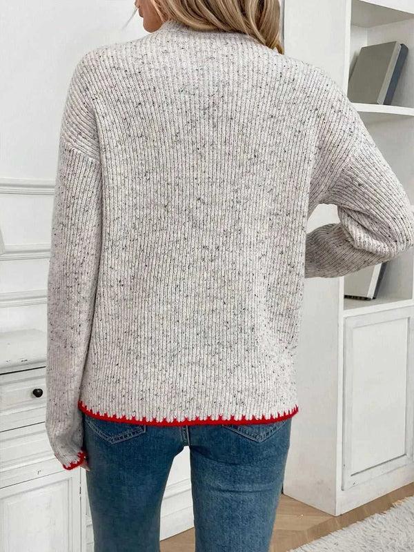 Perfee Contrast Heart Round Neck Long Sleeve Sweater 100100343431579 47 Affordable Fashion Under $100 Jerry's Apparel 