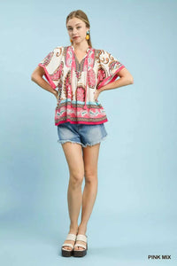 Umgee Mix Paisley Border Print Tassel Top 100100678121566 45 Affordable Fashion Under $100 Jerry's Apparel 
