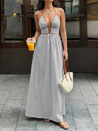 Striped Halter Neck Maxi Dress 100100040801006 34 Affordable Fashion Under $100 Jerry's Apparel 
