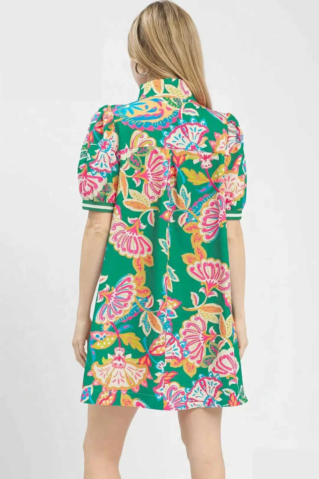 Umgee Jacquard Paisley Print Puff Sleeve Tunic Dress 100100552021964 53 Affordable Fashion Under $100 Jerry's Apparel 