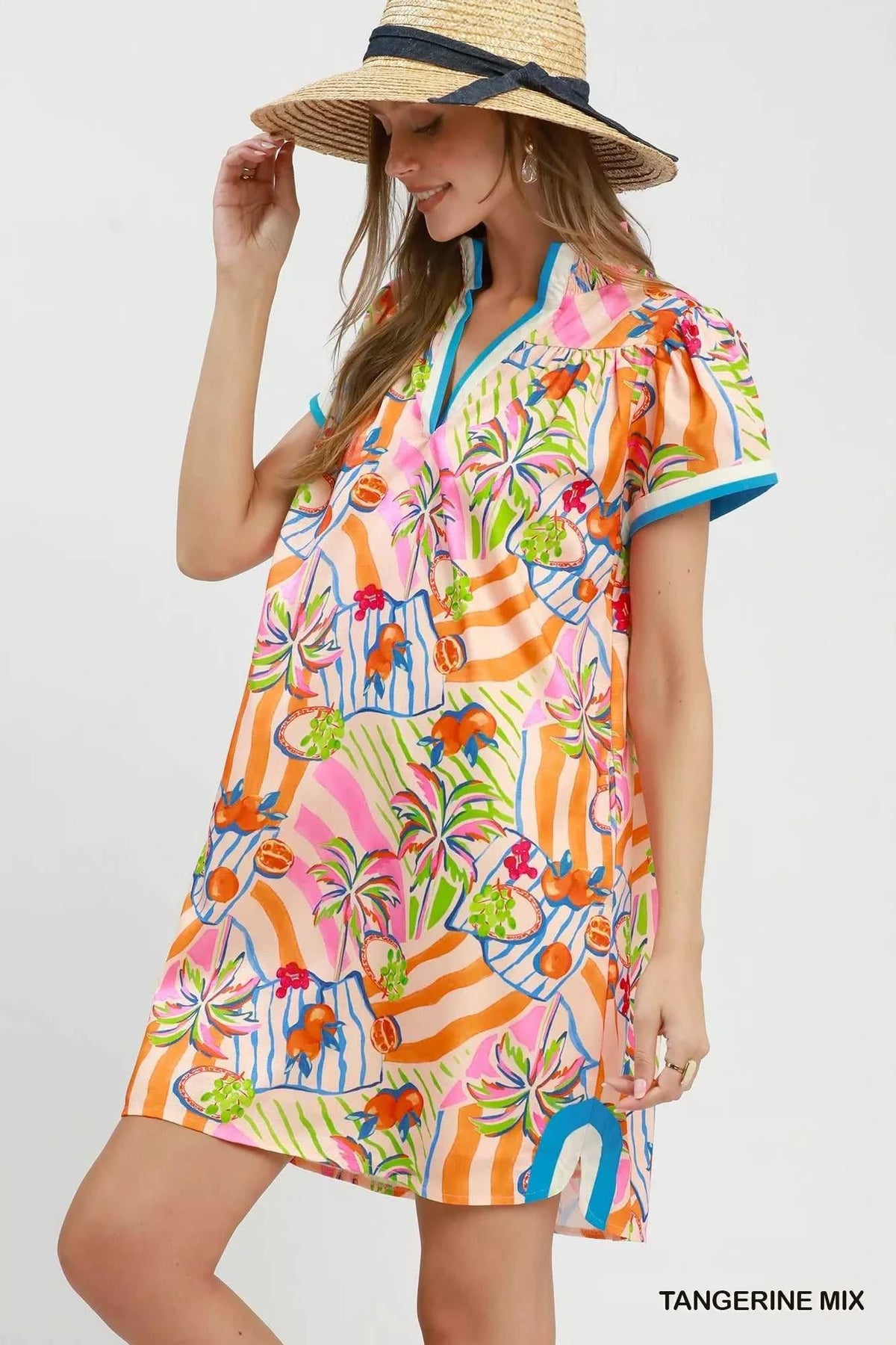 Umgee Tropical Print Collared Shift Dress 100100754721828 57 Affordable Fashion Under $100 Jerry's Apparel 