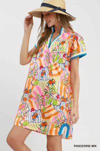 Umgee Tropical Print Collared Shift Dress 100100754721828 57 Affordable Fashion Under $100 Jerry's Apparel 