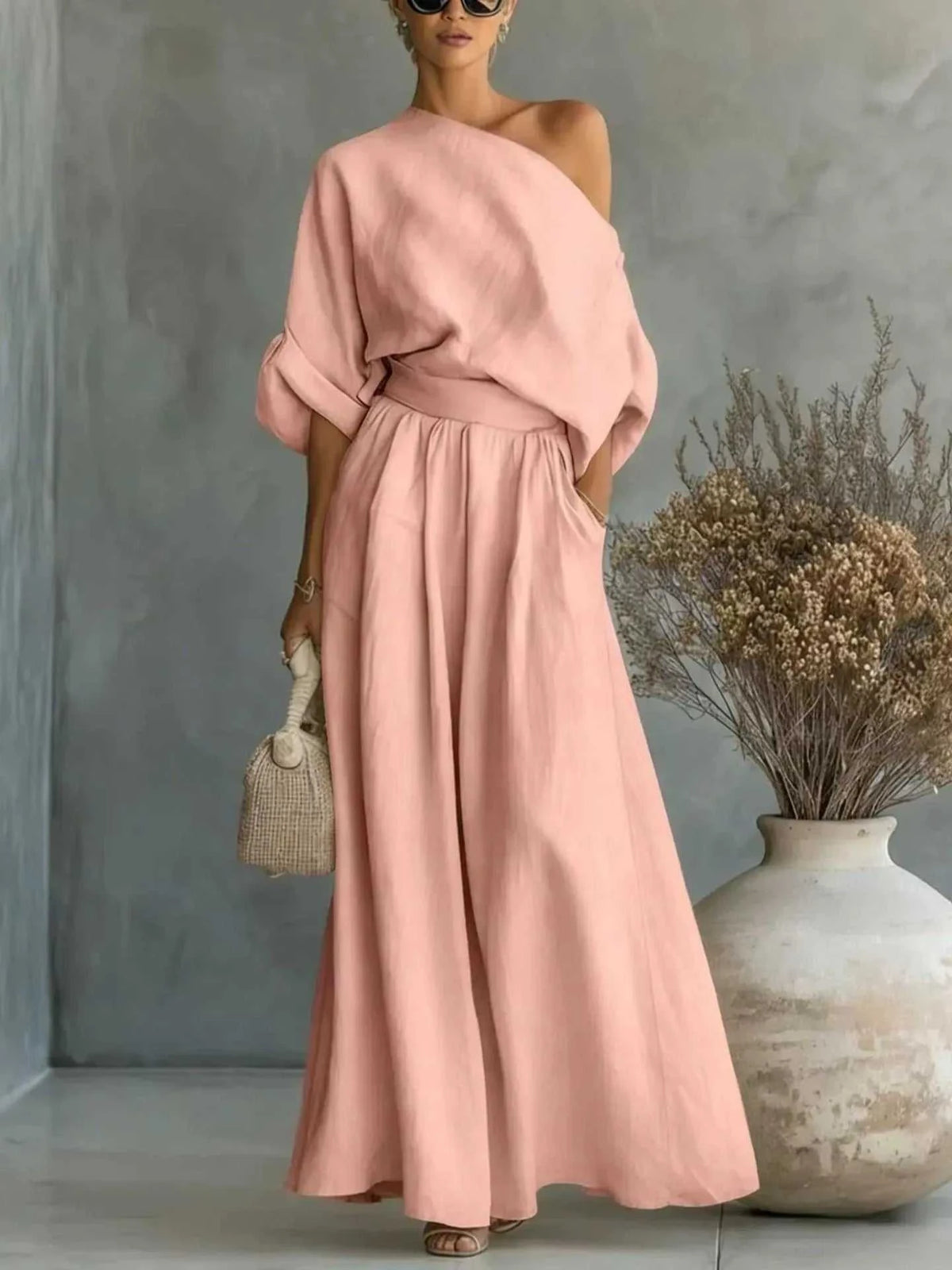 Full Size One Shoulder Top and Wide Leg Pants Set Plus Size 100100608957632 46 Affordable Fashion Under $100 Jerry's Apparel 