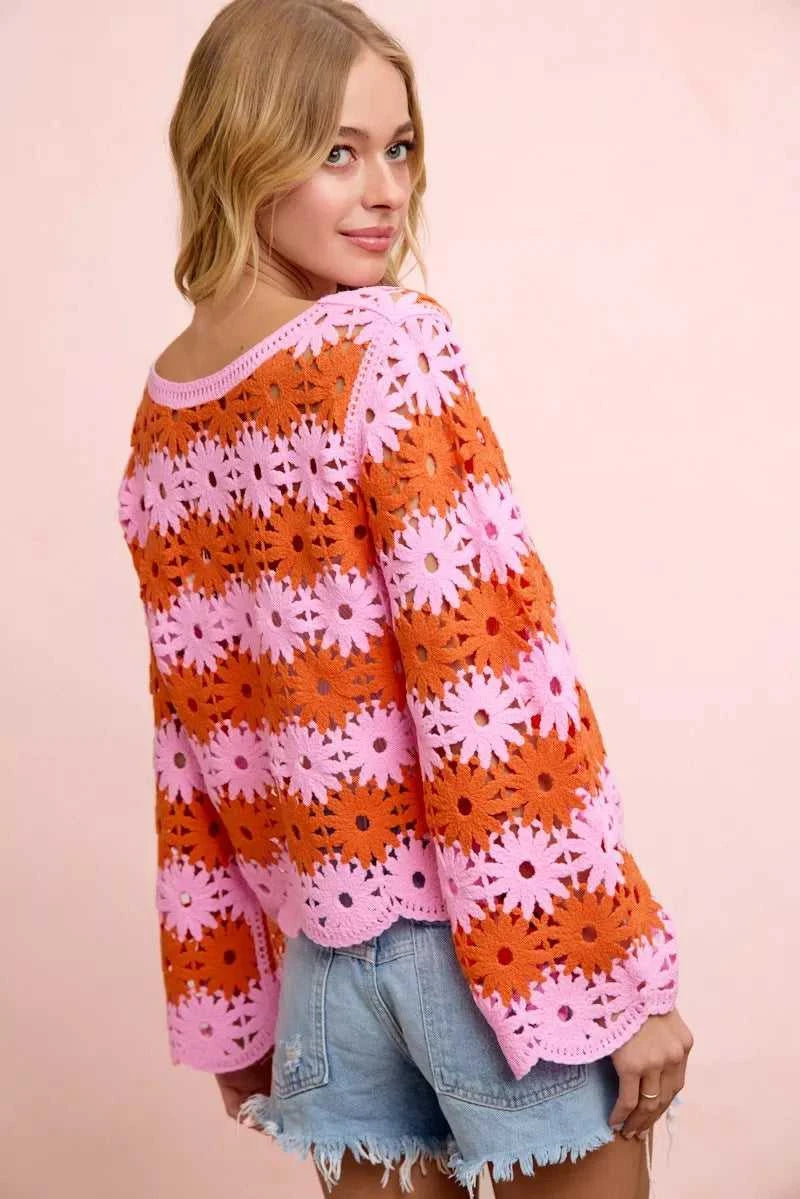 BiBi Flower Crochet Knit Top 100100317131724 56 Affordable Fashion Under $100 Jerry's Apparel 