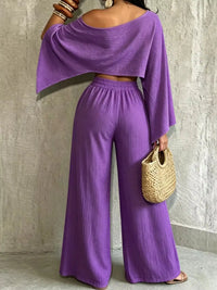 Boat Neck Crop Top and Wide-Leg Pants Set 101001634822589 57 Affordable Fashion Under $100 Jerry's Apparel 