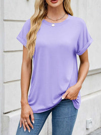 Casual Rolled Sleeve Solid Color T-Shirt 100100517201662 22 Affordable Fashion Under $100 Jerry's Apparel 