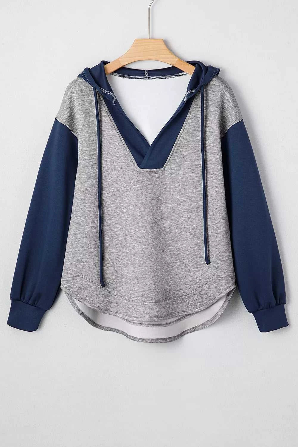 Color Block Patchwork V Neck Drawstring Hoodie 100100002533763 54 Affordable Fashion Under $100 Jerry's Apparel 