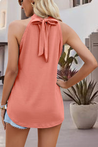 Tied Cutout Grecian Neck Tank