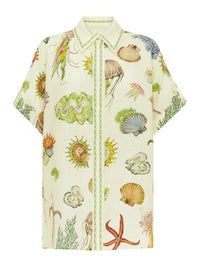 Printed Button Up Shirt and Shorts Set