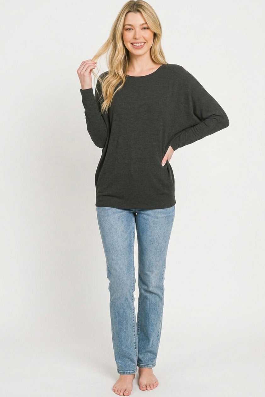 Zenana Hacci Dolman Sleeve Boat Neck Top 100100670981549 23 Affordable Fashion Under $100 Jerry's Apparel 