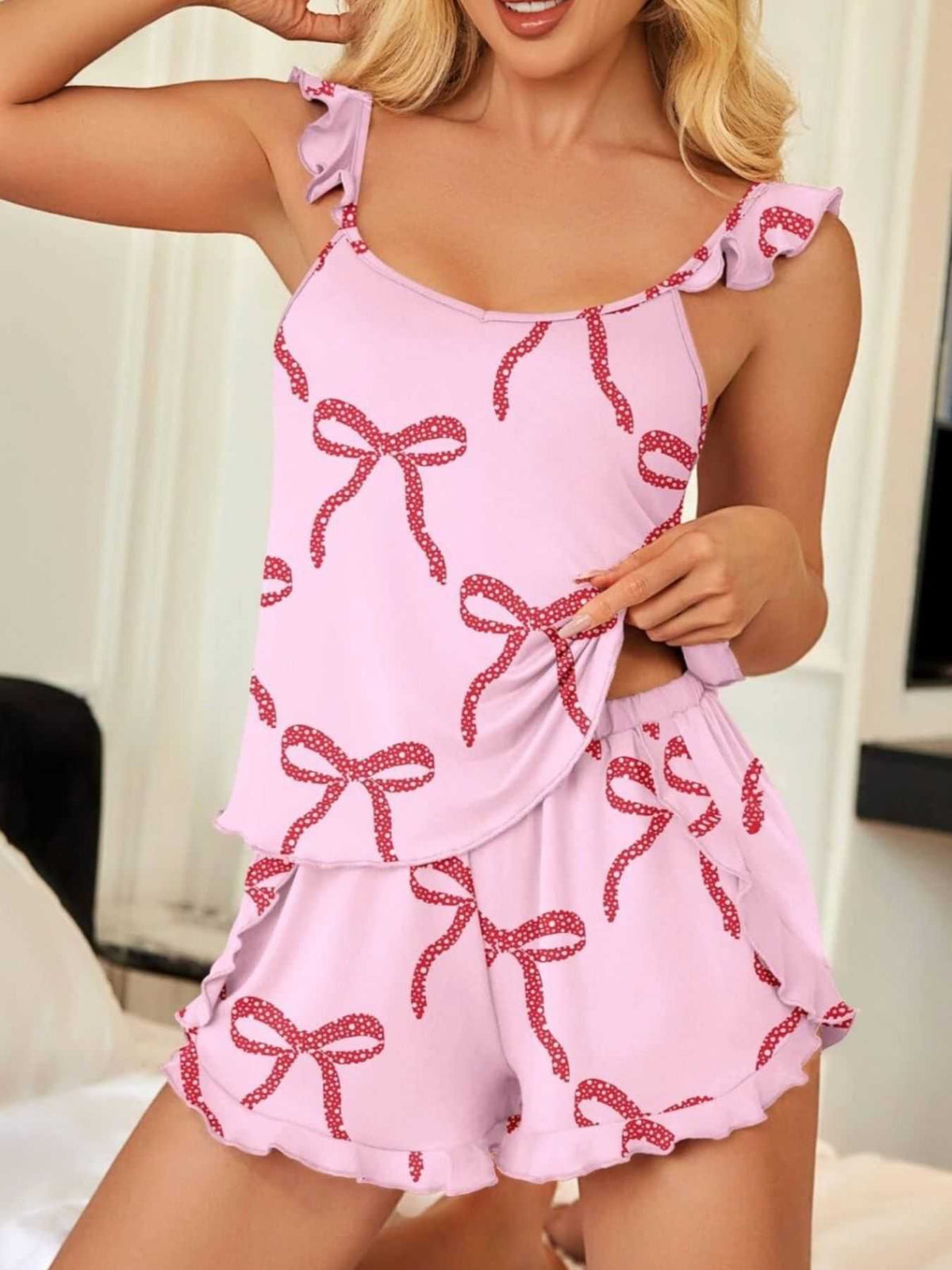 Ruffled Printed Cami and Shorts Set 100100909781199 31 Affordable Fashion Under $100 Jerry's Apparel 