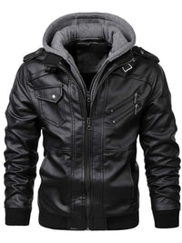 Men's Full Size Hooded Faux Leather Motorcycle Jacket Plus Size 100400878140244 108 Fashion Forward Plus Size Clothing Jerry's Apparel 