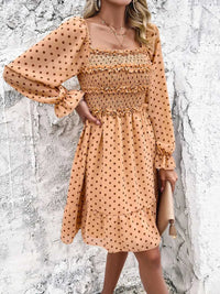 Devine Smocked Polka Dot Long Sleeve Dress 100100845229368 44 Affordable Fashion Under $100 Jerry's Apparel 