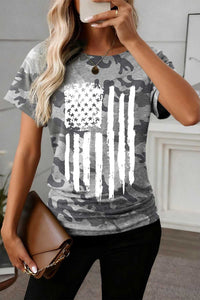 Camouflage Retro American Flag Printed Tee 100100445462884 25 Affordable Fashion Under $100 Jerry's Apparel 