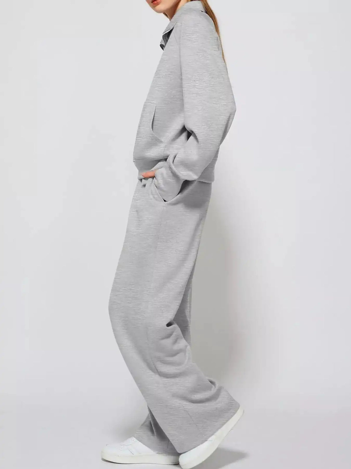 Half-Zip Sweatshirt and Wide-Leg Pants Set 101001840100593 40 Gifts for Her Jerry's Apparel 