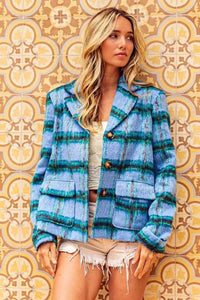 BiBi Flap Pockets Brushed Vintage Plaid Jacket 100100761871695 52 Affordable Fashion Under $100 Jerry's Apparel 