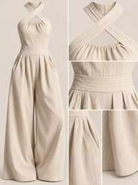 Full Size Halter Neck Wide-Leg Jumpsuit Plus Size 101001857800379 54 Affordable Fashion Under $100 Jerry's Apparel 