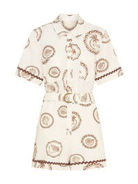 Printed Button-Up Half Sleeve Romper