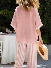 Full Size Striped V-Neck Top and Wide Leg Pants Set Plus Size 100100223355699 52 Affordable Fashion Under $100 Jerry's Apparel 