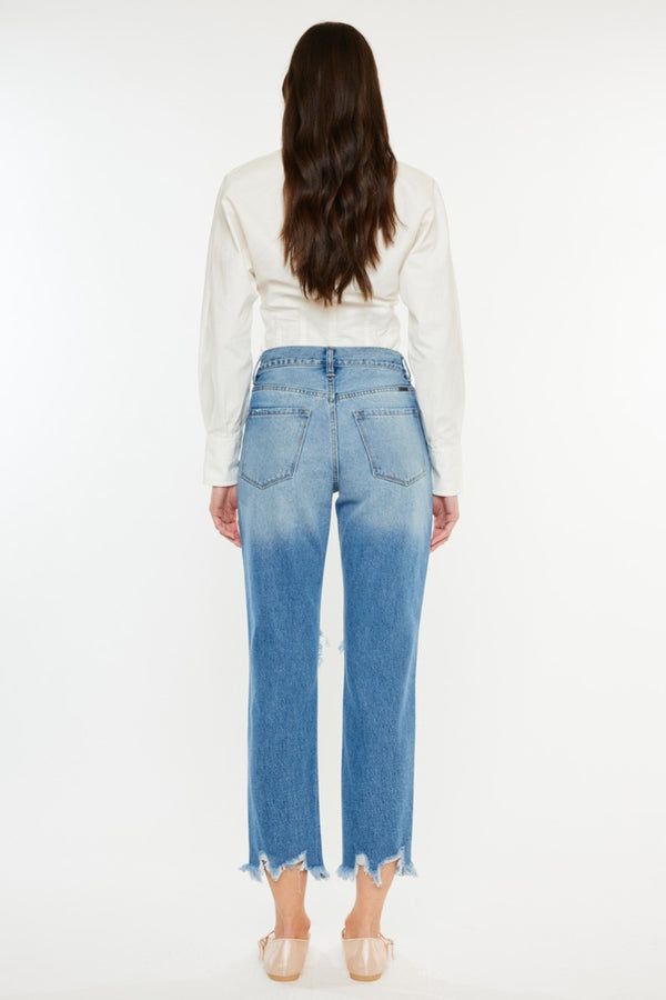 Distressed Frayed Hem Cropped Jeans