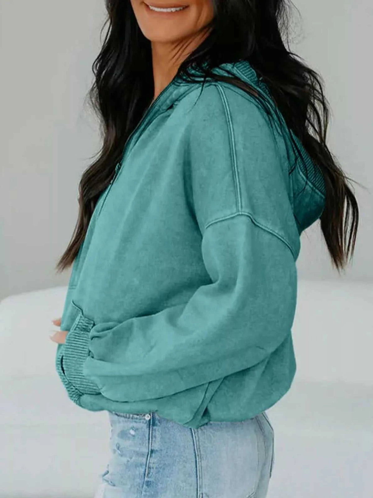 Half Zip Kangaroo Pocket Mineral Wash Baggy Hoodie 100100749285222 73 Affordable Fashion Under $100 Jerry's Apparel 