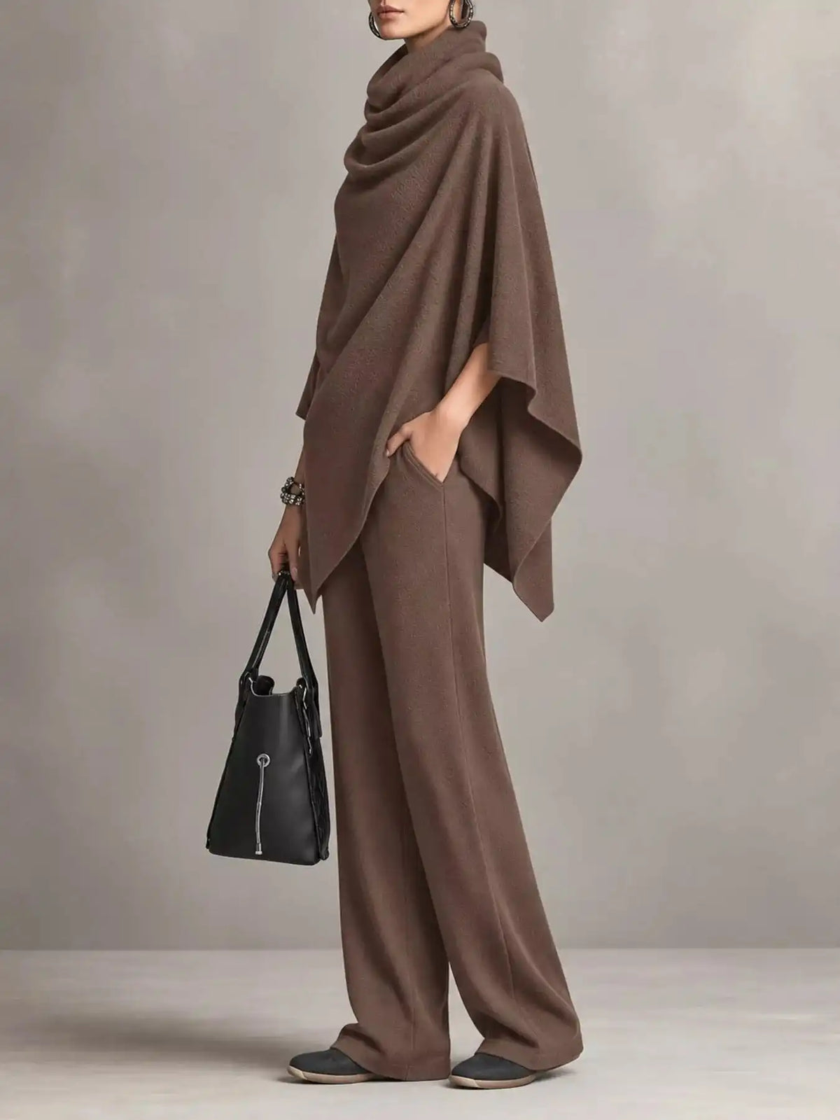Full Size Turtleneck Poncho and Wide-Leg Pants Set Plus Size 101002605950123 65 Gifts for Her Jerry's Apparel 