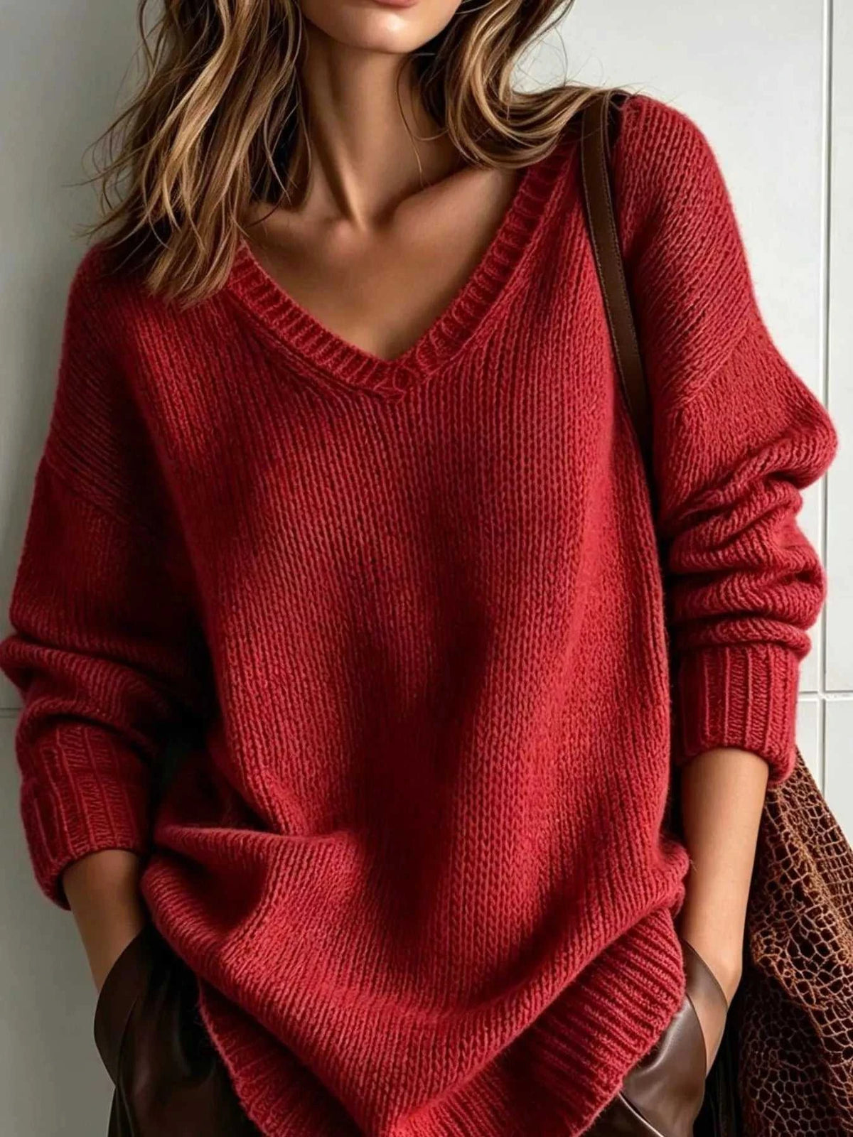V-Neck Dropped Shoulder Sweater 101002004477831 44 Affordable Fashion Under $100 Jerry's Apparel 