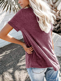 Full Size Notched Short Sleeve T-Shirt Plus Size