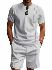 Men's Full Size Casual Striped Short Sleeve T-Shirt and Shorts Set Plus Size 100400924014862 31 Affordable Fashion Under $100 Jerry's Apparel 