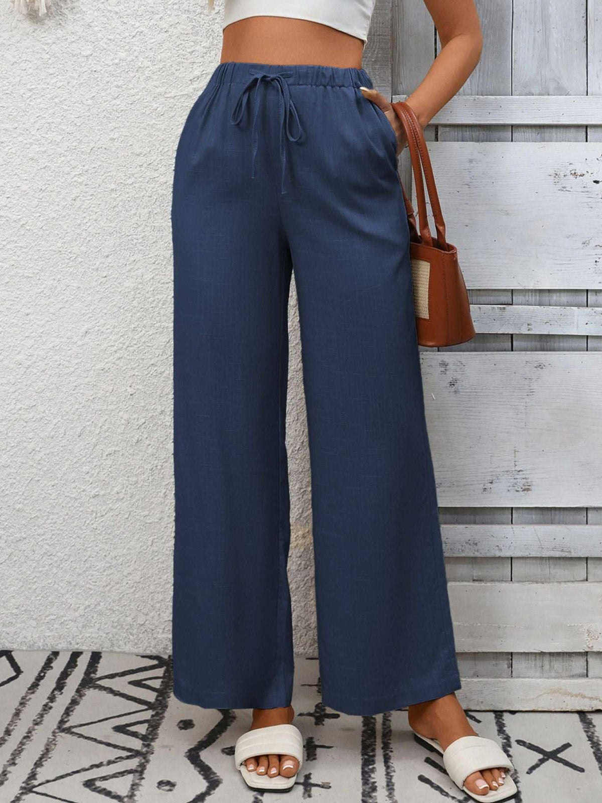 Drawstring High Waist Wide Leg Pants 100100990618349 39 Affordable Fashion Under $100 Jerry's Apparel 
