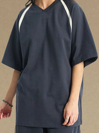 Men's Contrast Round Neck Half Sleeve T-Shirt