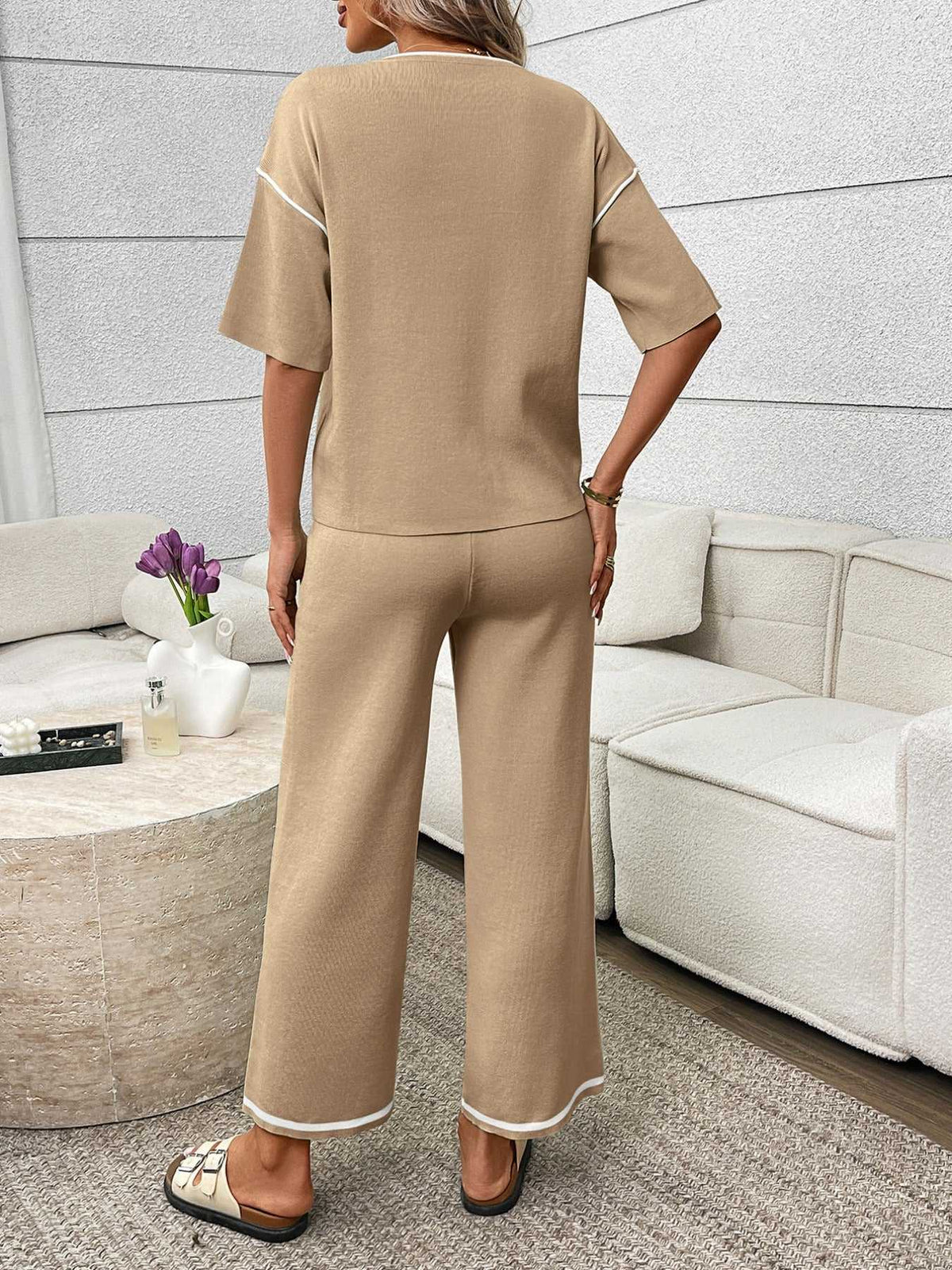 Round Neck Half Sleeve Top and Pants Set 100100458964546 67 Affordable Fashion Under $100 Jerry's Apparel 