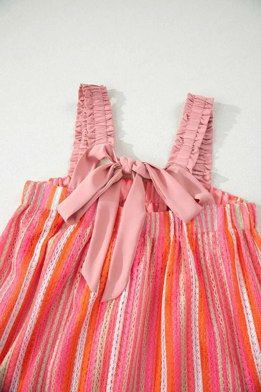 Stripe Ruffled Straps Ribbon Knot Flowy Vacation Maxi Dress 100100860040024 76 Affordable Fashion Under $100 Jerry's Apparel 