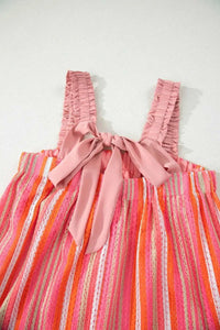 Stripe Ruffled Straps Ribbon Knot Flowy Vacation Maxi Dress 100100860040024 76 Affordable Fashion Under $100 Jerry's Apparel 