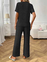 Ribbed Knit Short Sleeve Top and Pants Lounge Set 100100838010625 40 Affordable Fashion Under $100 Jerry's Apparel 