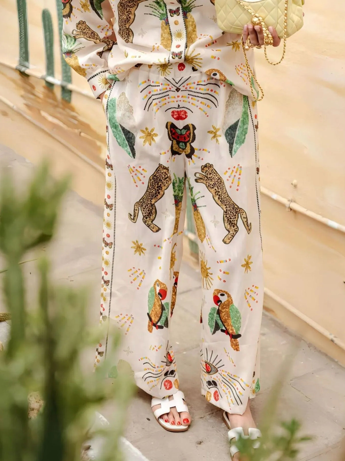 Printed Long Sleeve Shirt and Pants Set
