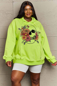 Full Size Floral Skull Graphic Hoodie