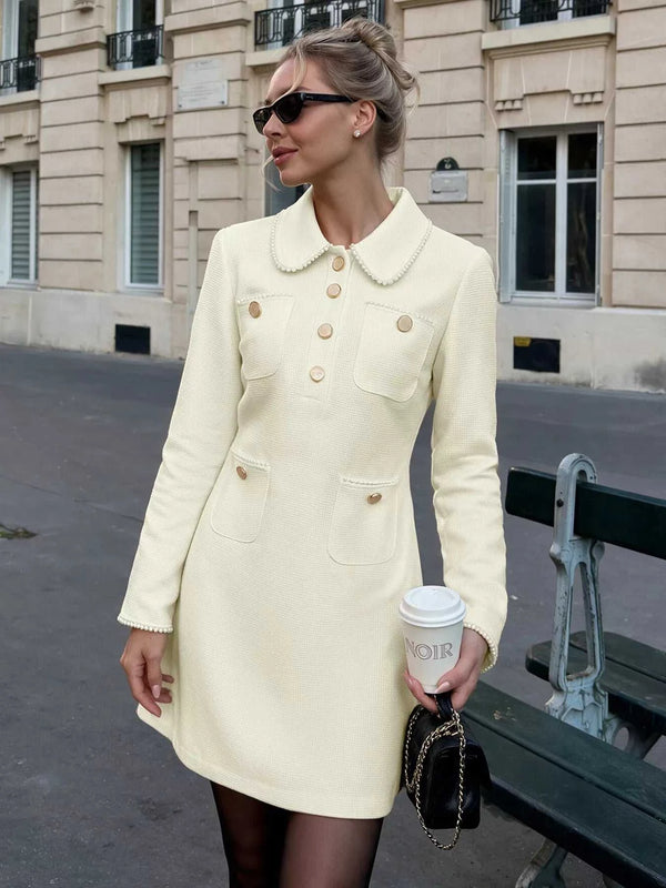 Peter Pan Collar Button-Front Tweed Mini Dress 101001415360845 64 Affordable Fashion Under $100 Jerry's Apparel 