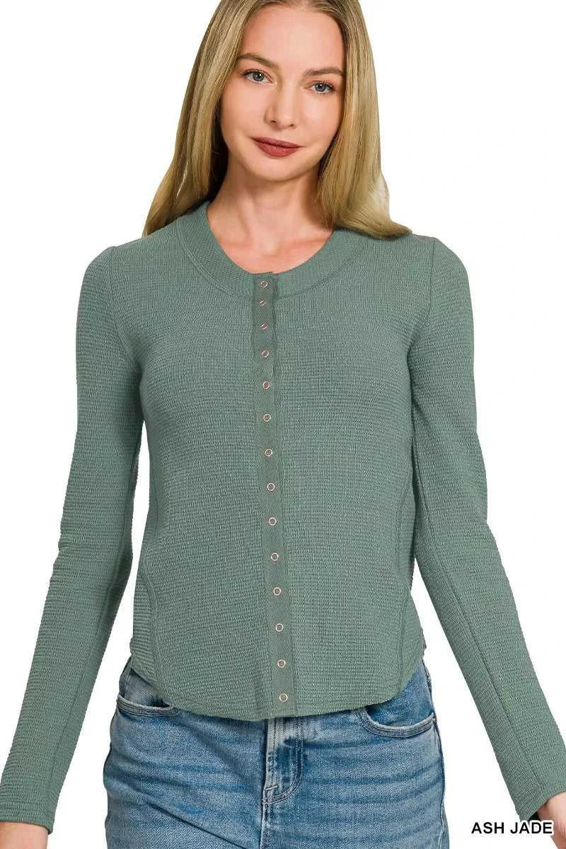 Zenana Double Knit Snap Button Shirts 100100148861032 28 Affordable Fashion Under $100 Jerry's Apparel 