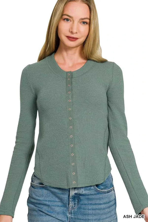 Zenana Double Knit Snap Button Shirts 100100148861032 28 Affordable Fashion Under $100 Jerry's Apparel 