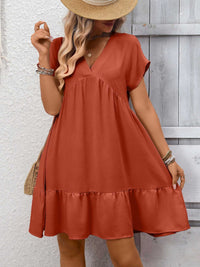 Casual V-Neck Ruffle Hem Mini Dress 100100053087860 30 Affordable Fashion Under $100 Jerry's Apparel 
