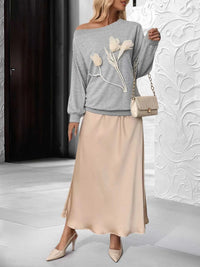 Floral Applique Boat Neck Sweatshirt 100100438954415 36 Affordable Fashion Under $100 Jerry's Apparel 