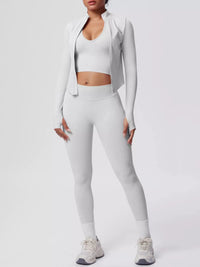 Tank & Zip-Up Jacket and Leggings Three-Piece Active Set 101006896695096 129 Comfortable Weekend Sets Jerry's Apparel 